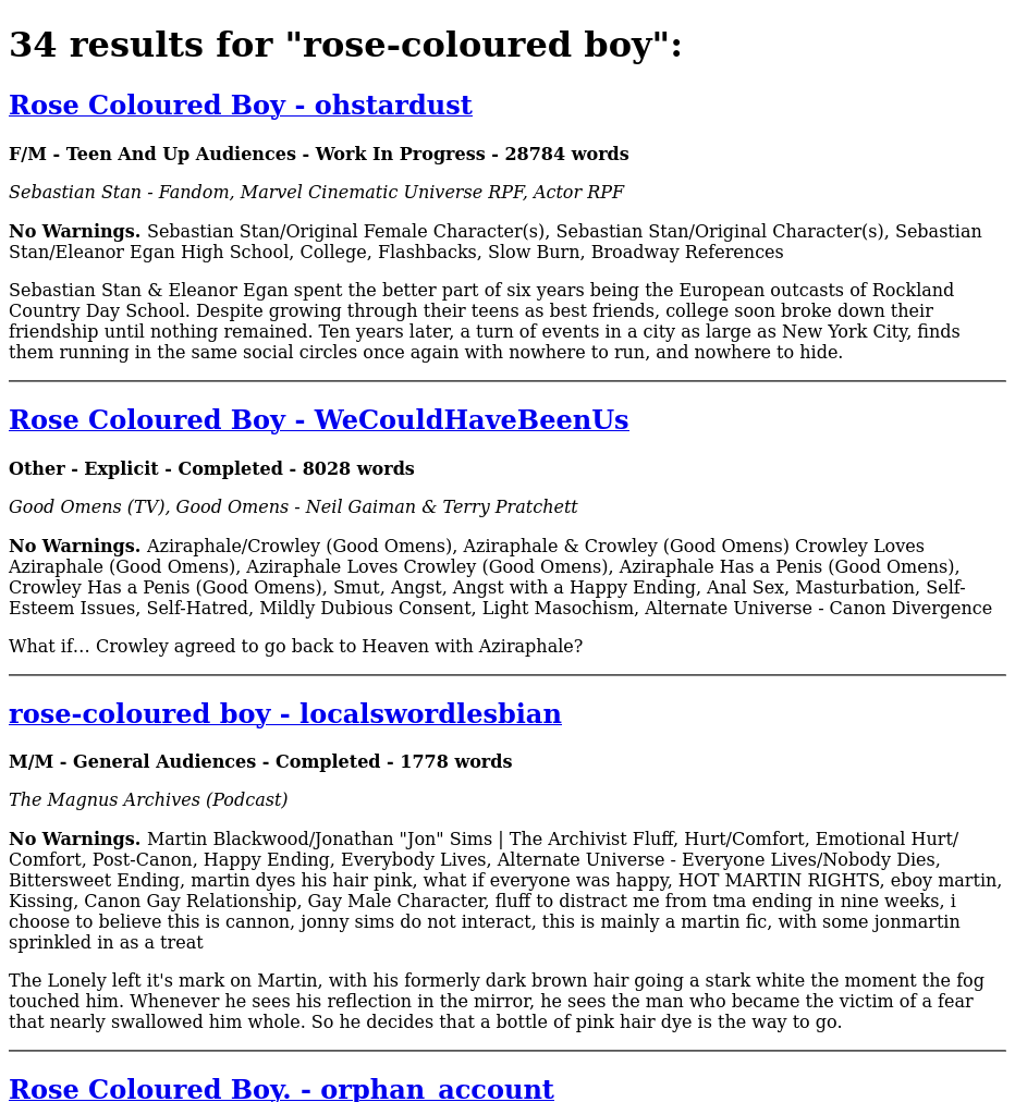 screenshot of the search results for the prompt "rose-coloured boy"